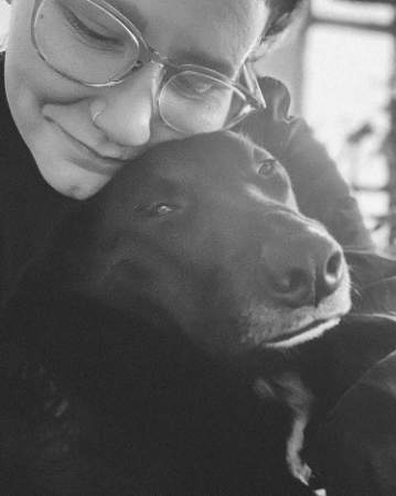 Leon Brown and her dog